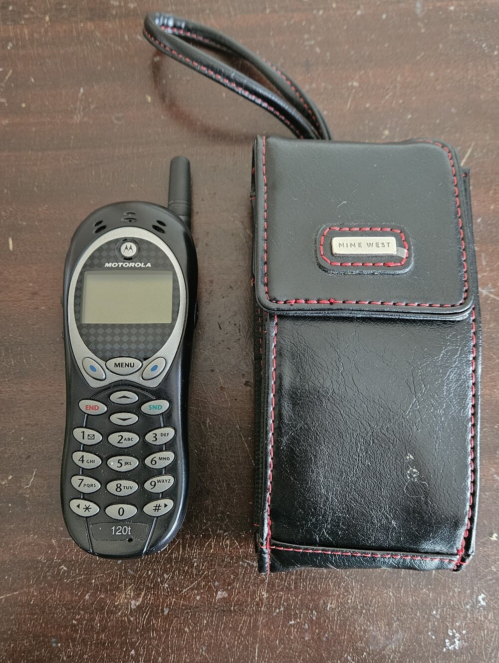 Motorola 120T Vintage Cell Phone And Nine West Wristlet Phone Case. Nice.